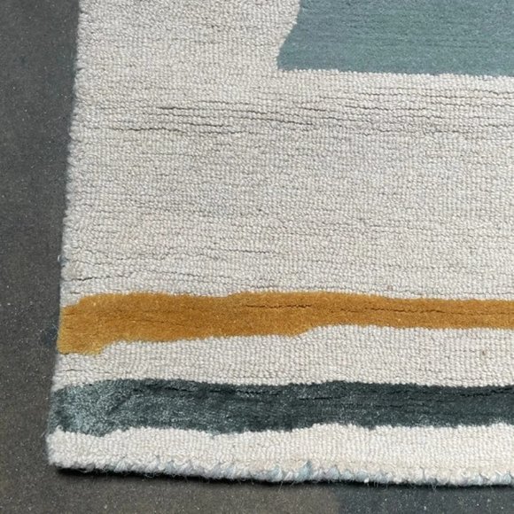 5'3" x 7'6" Feet Wool Handmade Beige Gold Grey Modern Soft Plush Thick Area Rug - Picture 4 of 10